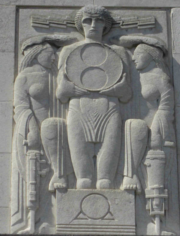 George's Dock Venitlation Tower, Civil Engineering, relief panel by Edmund C. Thompson and George T. Capstick